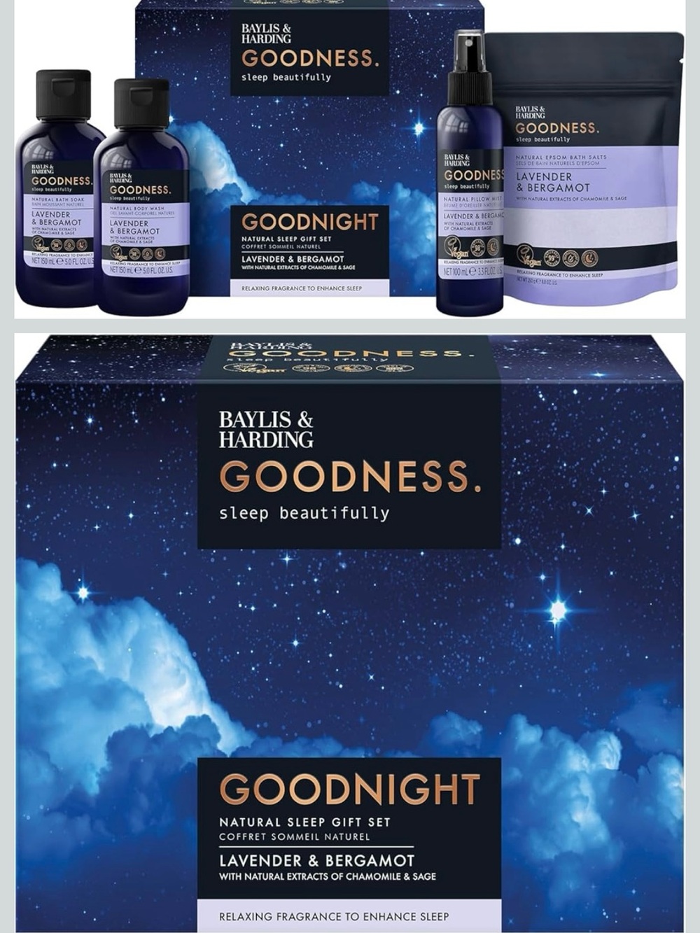 Baylis & Harding Goodness Sleep Lavender & Bergamot Goodnight Set, BRAND NEW